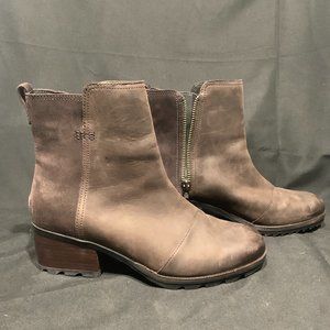 SOREL Cate Waterproof Bootie Boot, Winter Ankle Boots, Brown, size 10
